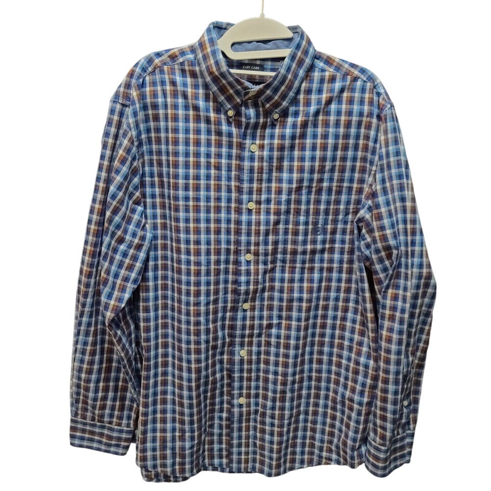 Chaps Mens Button Up Shirt Multi-Color Size Large Cotton Blend Logo Long Sleeve